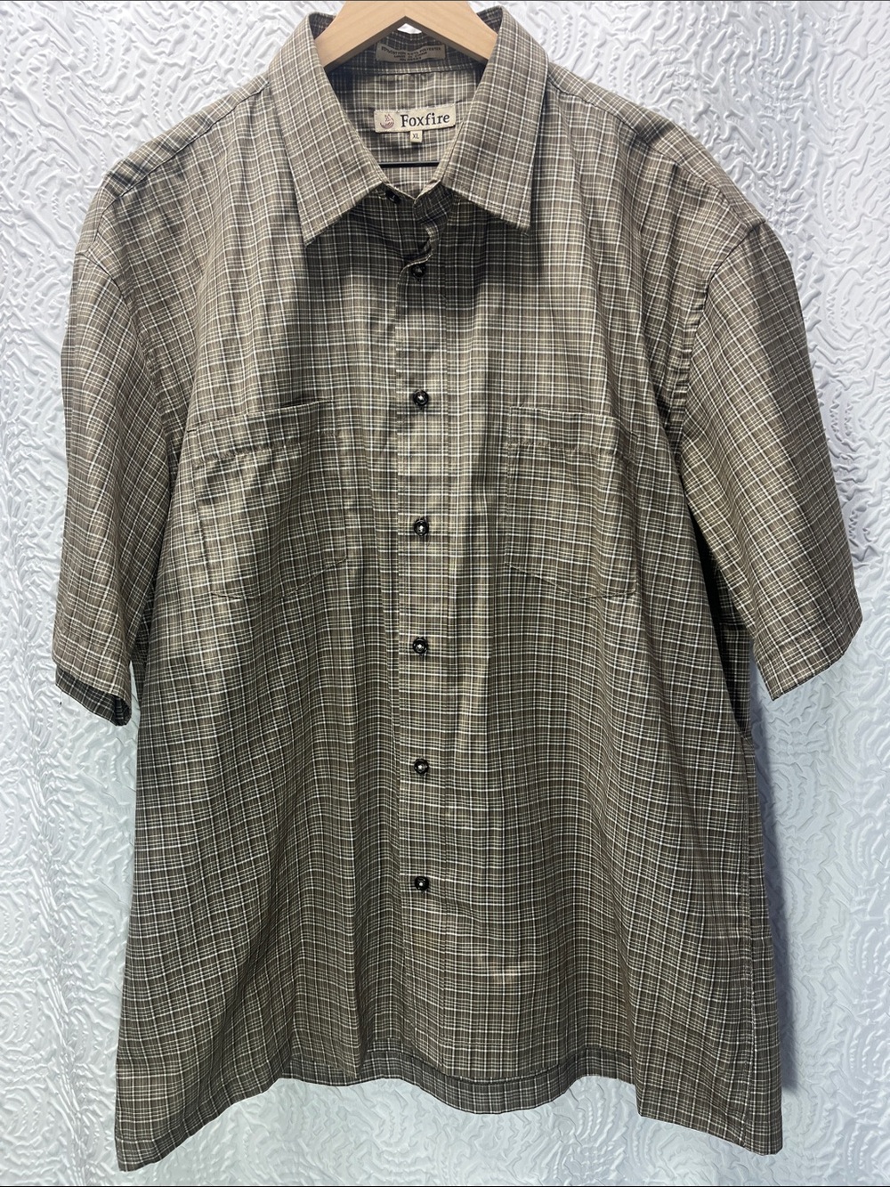 Foxfire Men's Plaid Short Sleeve Button Up Shirt Brown White - XL